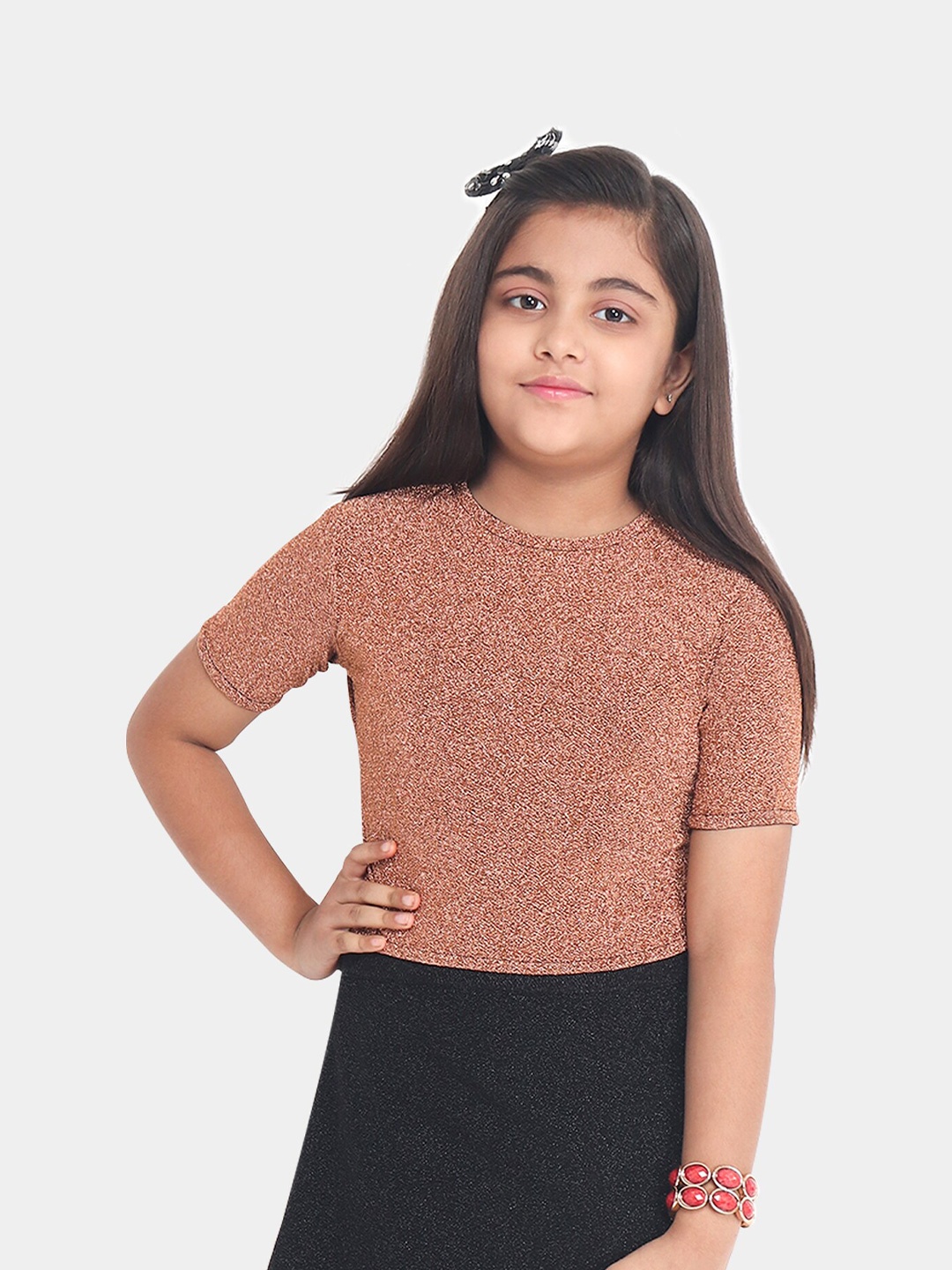 

YK Girls Rose Gold Regular Fitted Top