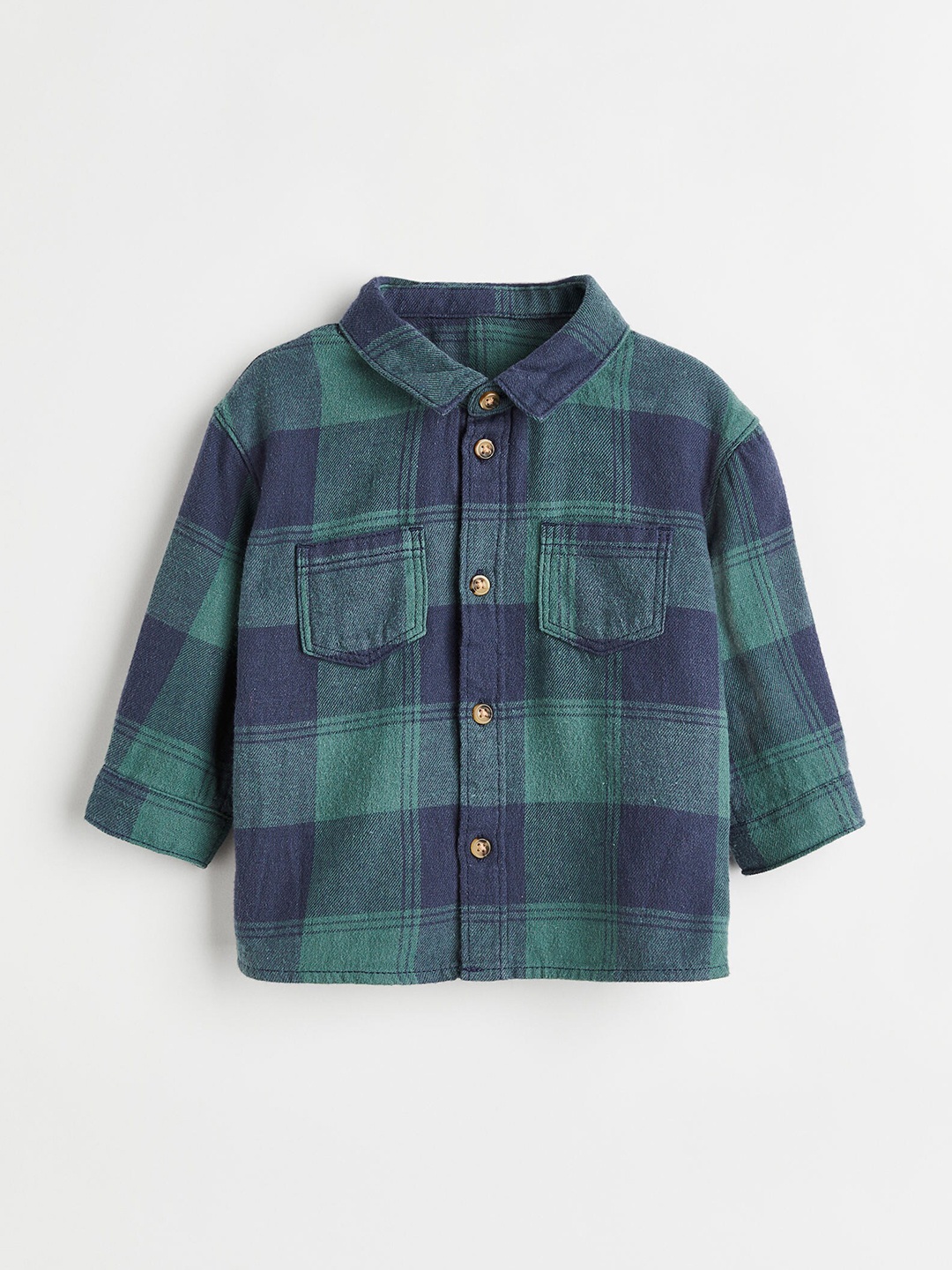 

H&M Boys Green & Blue Checked Cotton Flannel Shirt