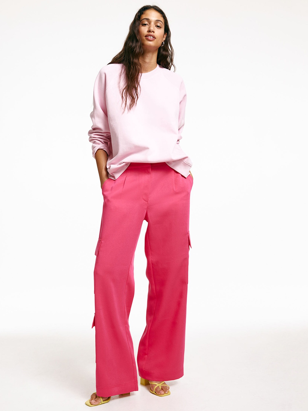

H&M Women Pink Twill Utility Trousers