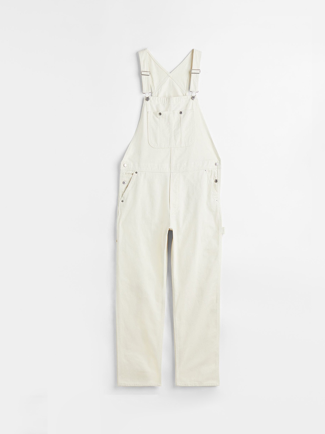 

H&M Men White Cotton Relaxed Fit Dungarees