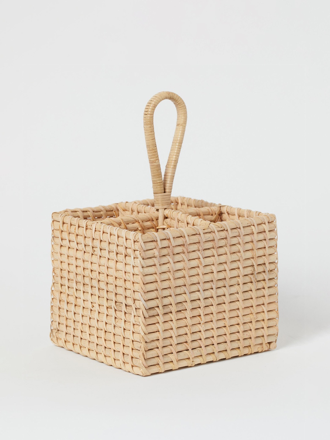 

H&M Beige Solid Rattan Cutlery Basket