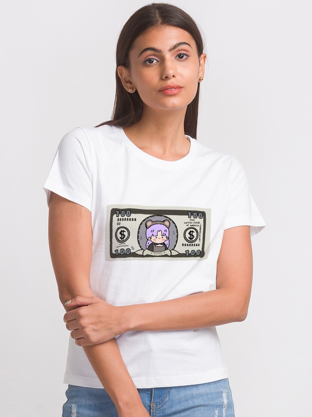 

FashionRack Women White Printed Cotton Lounge Tshirts