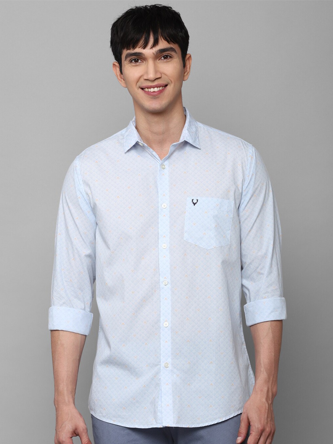 

Allen Solly Men Blue Slim Fit Printed Casual Cotton Shirt