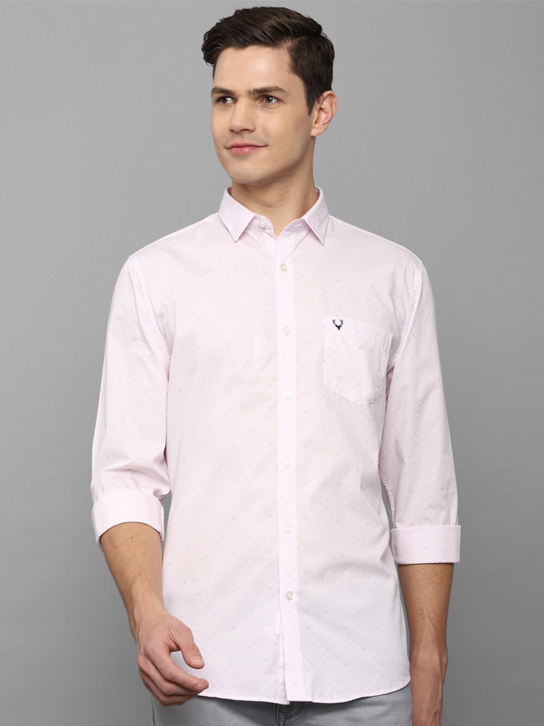 

Allen Solly Men Pink Slim Fit Printed Cotton Casual Shirt