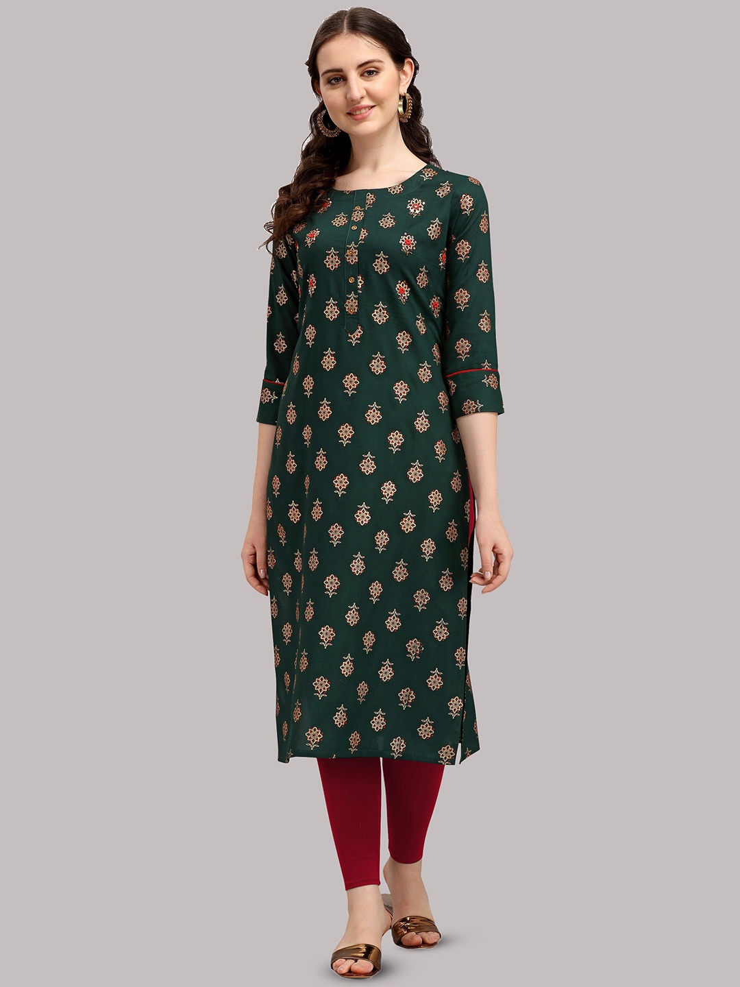 

DEETYA ARTS Women Green Floral Printed Kurta