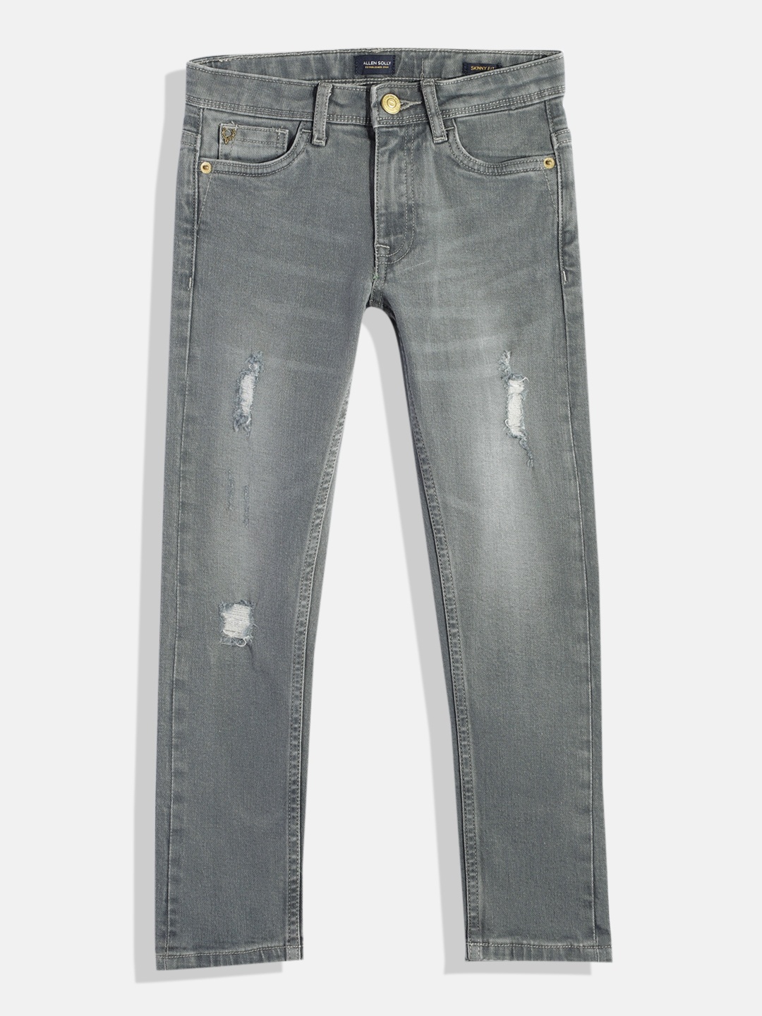 

Allen Solly Junior Boys Skinny Fit Mildly Distressed Stretchable Jeans, Charcoal