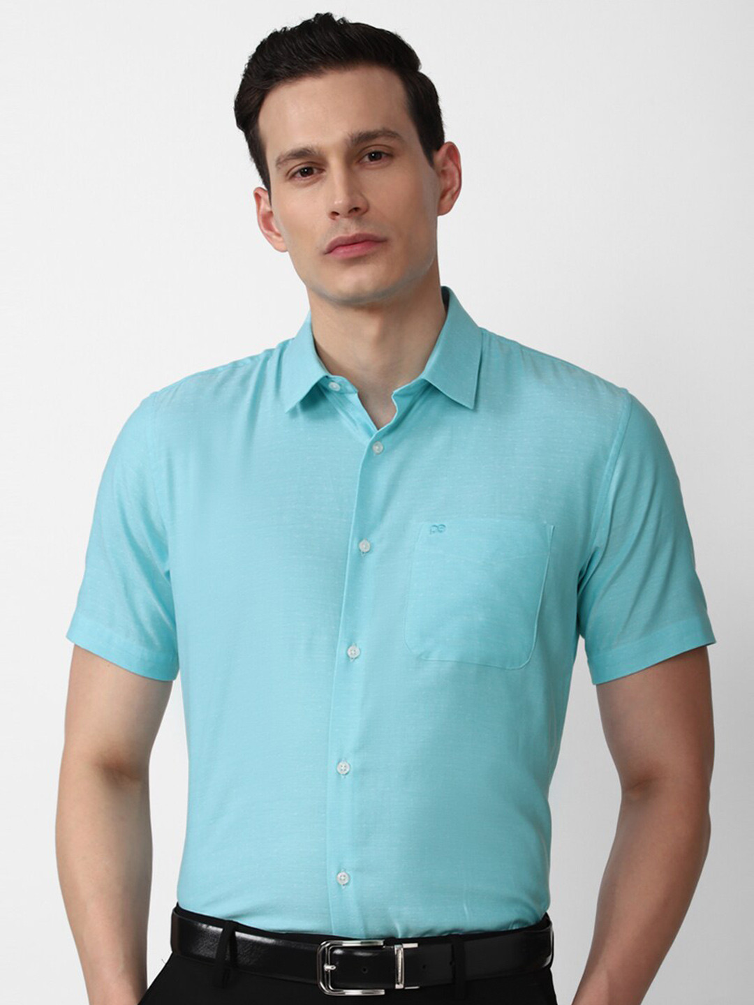 

Peter England Men Blue Cotton Formal Shirt