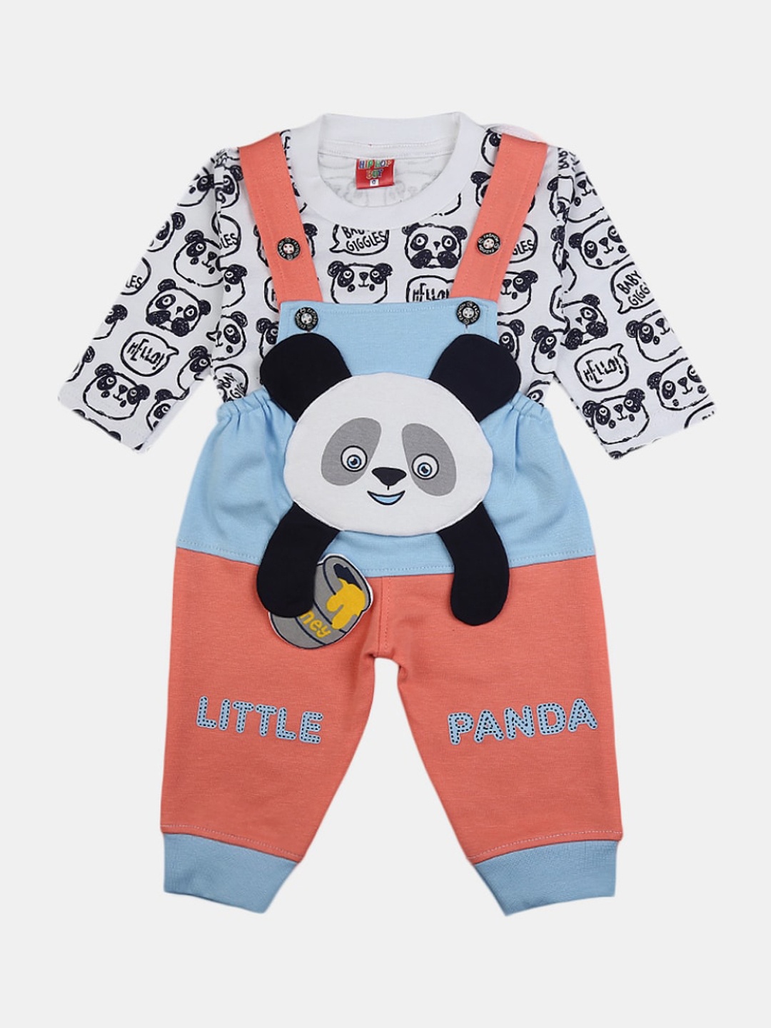 

V-Mart Kids Blue & White Printed Pure Cotton Dungarees