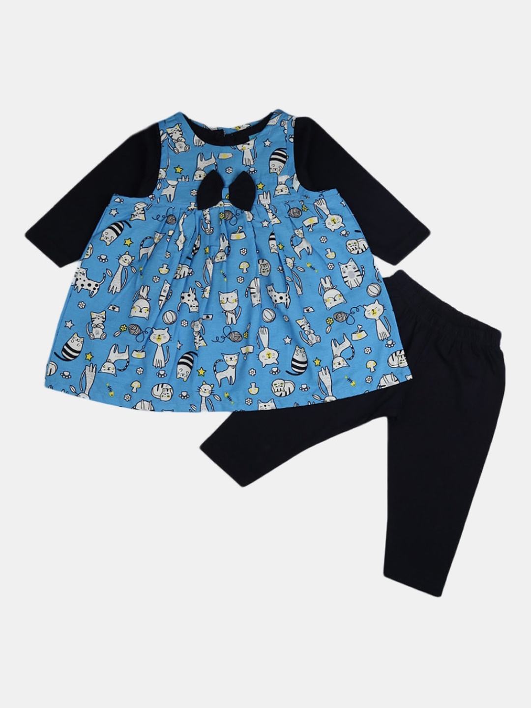 

V-Mart Unisex Kids Blue & White Printed T-shirt with Shorts