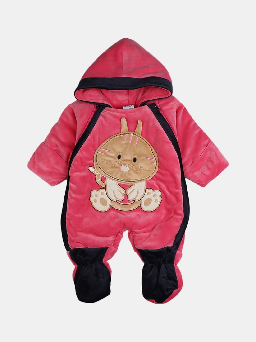 

V-Mart Infants Embroidered Hooded Pure Cotton Sleepsuit, Pink