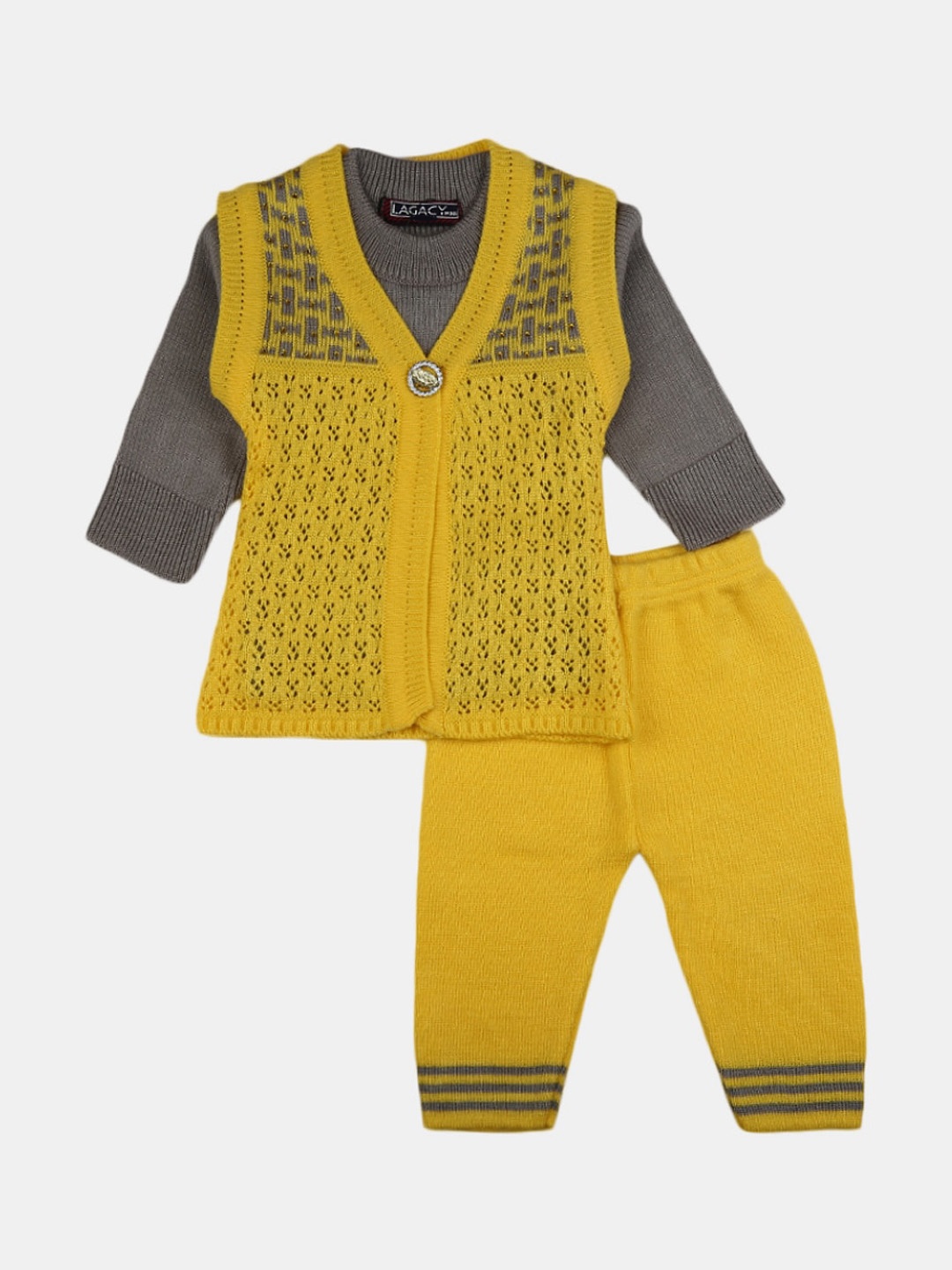 

V-Mart Unisex Kids Yellow & Grey T-shirt with Pyjamas