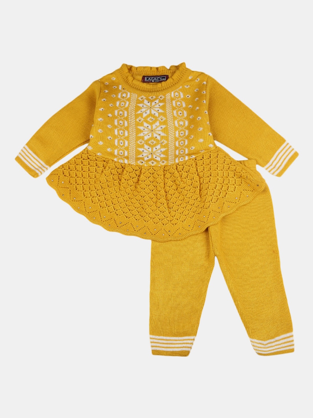 

V-Mart Unisex Kids Mustard & White Clothing Set