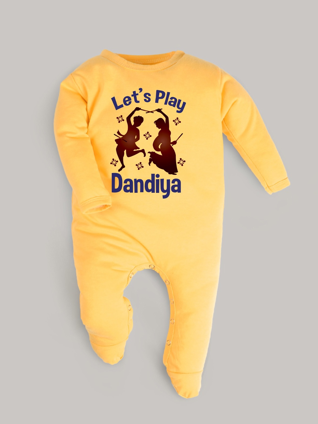 

FFLIRTYGO Unisex Kids Infants Yellow & Blue Printed Pure Cotton Sleepsuit