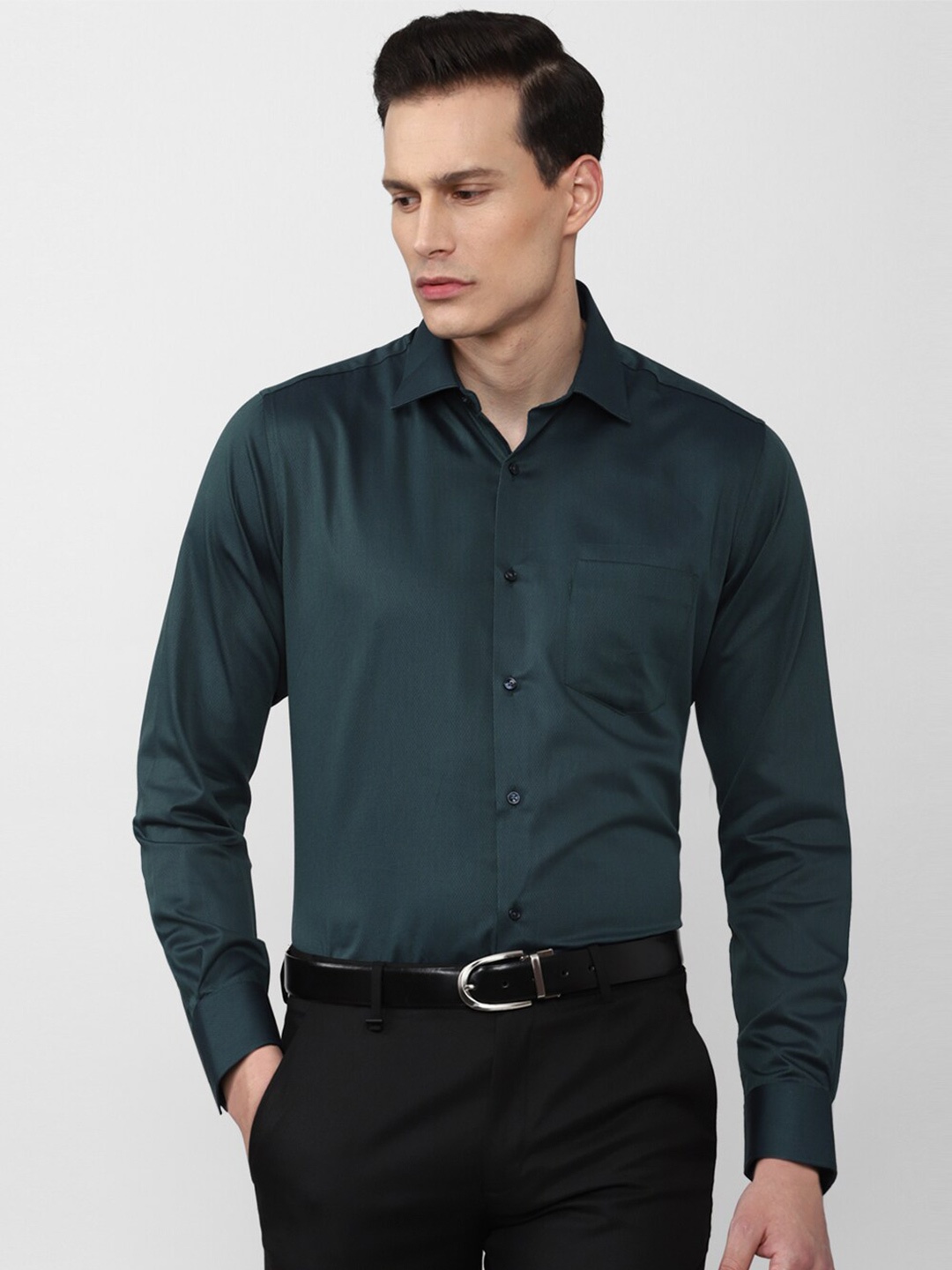 

Van Heusen Men Green Cotton Formal Shirt