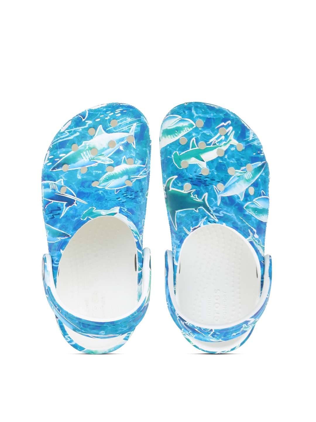 

Crocs Kids Blue & White Ocean Printed Classic Croslite Clogs