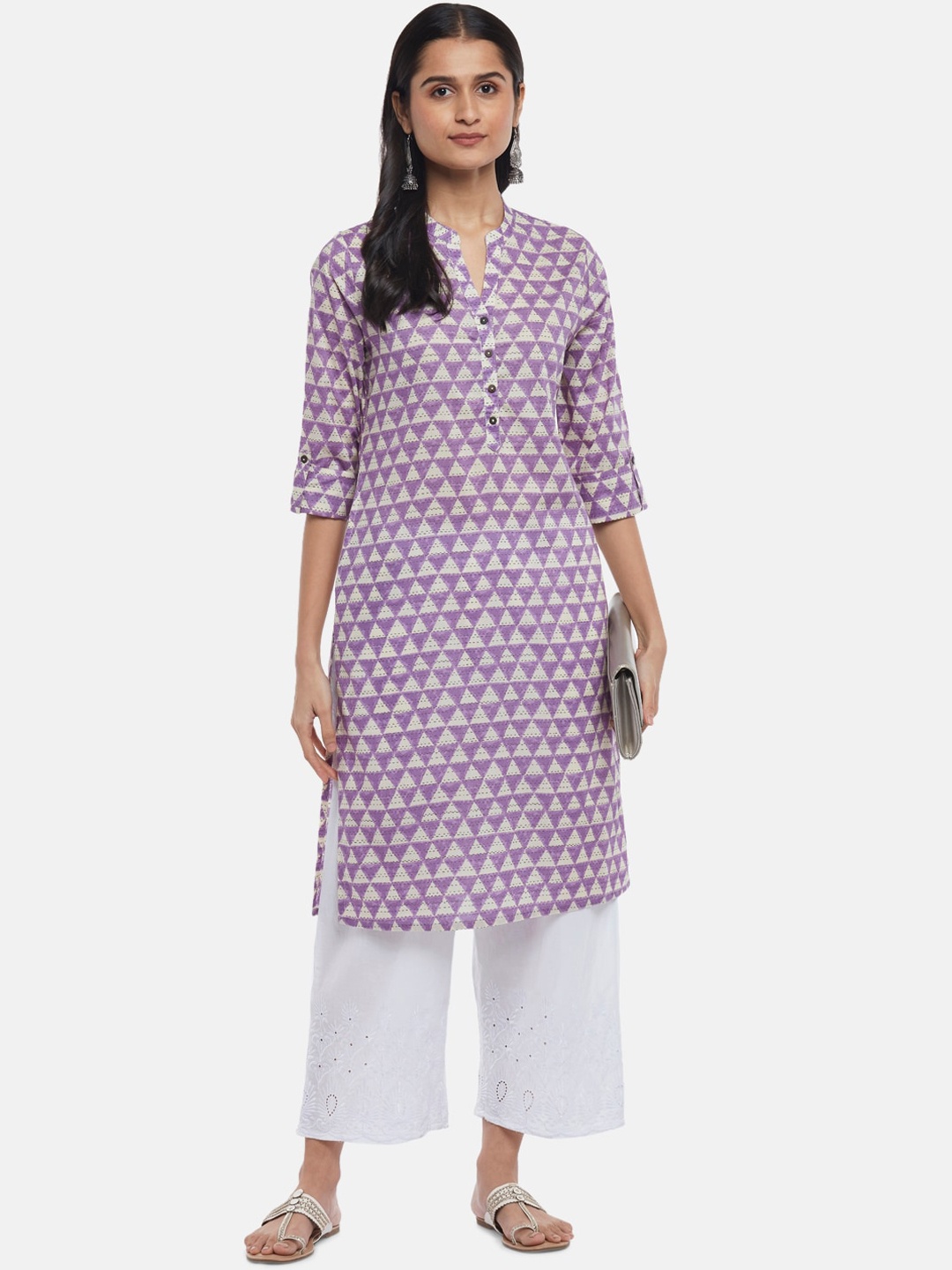 

RANGMANCH BY PANTALOONS Women Lavender Geometric Printed Kurta