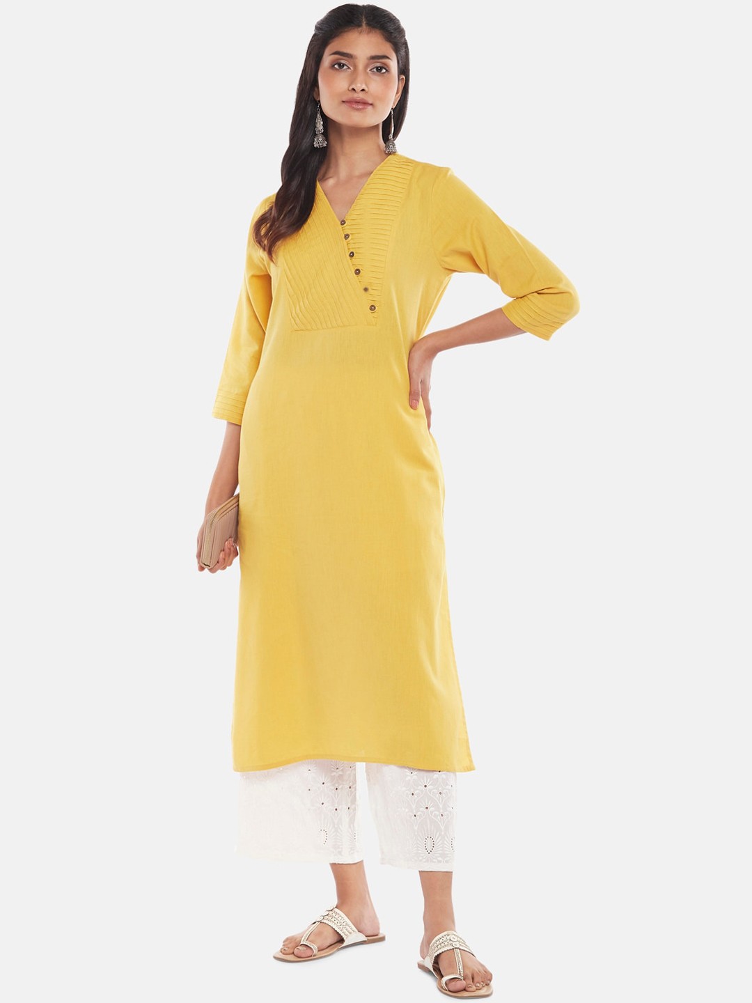 

RANGMANCH BY PANTALOONS Women Yellow Kurta