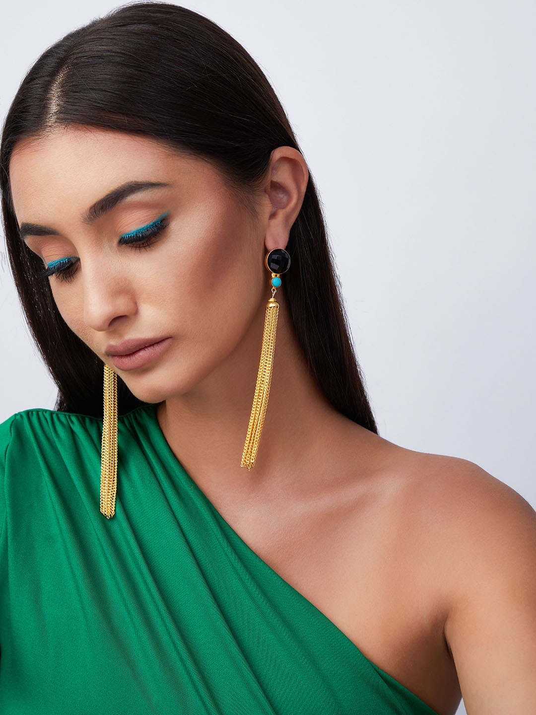 

Rubans Voguish Gold-Plated & Black Tasselled Earrings