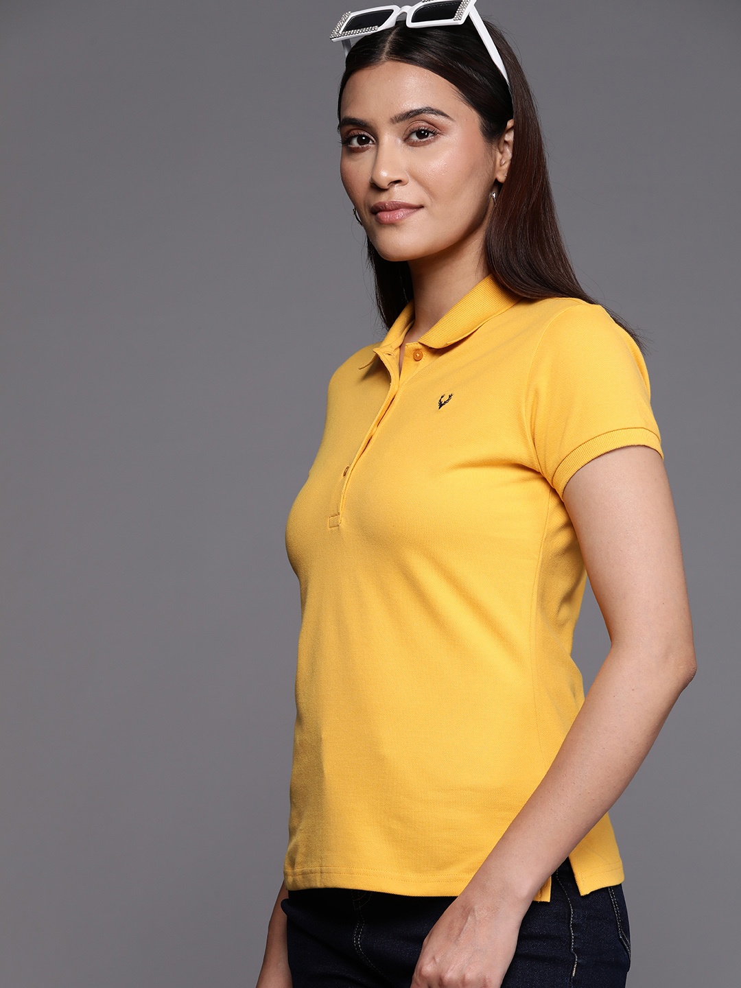 

Allen Solly Woman Polo Collar T-shirt, Yellow