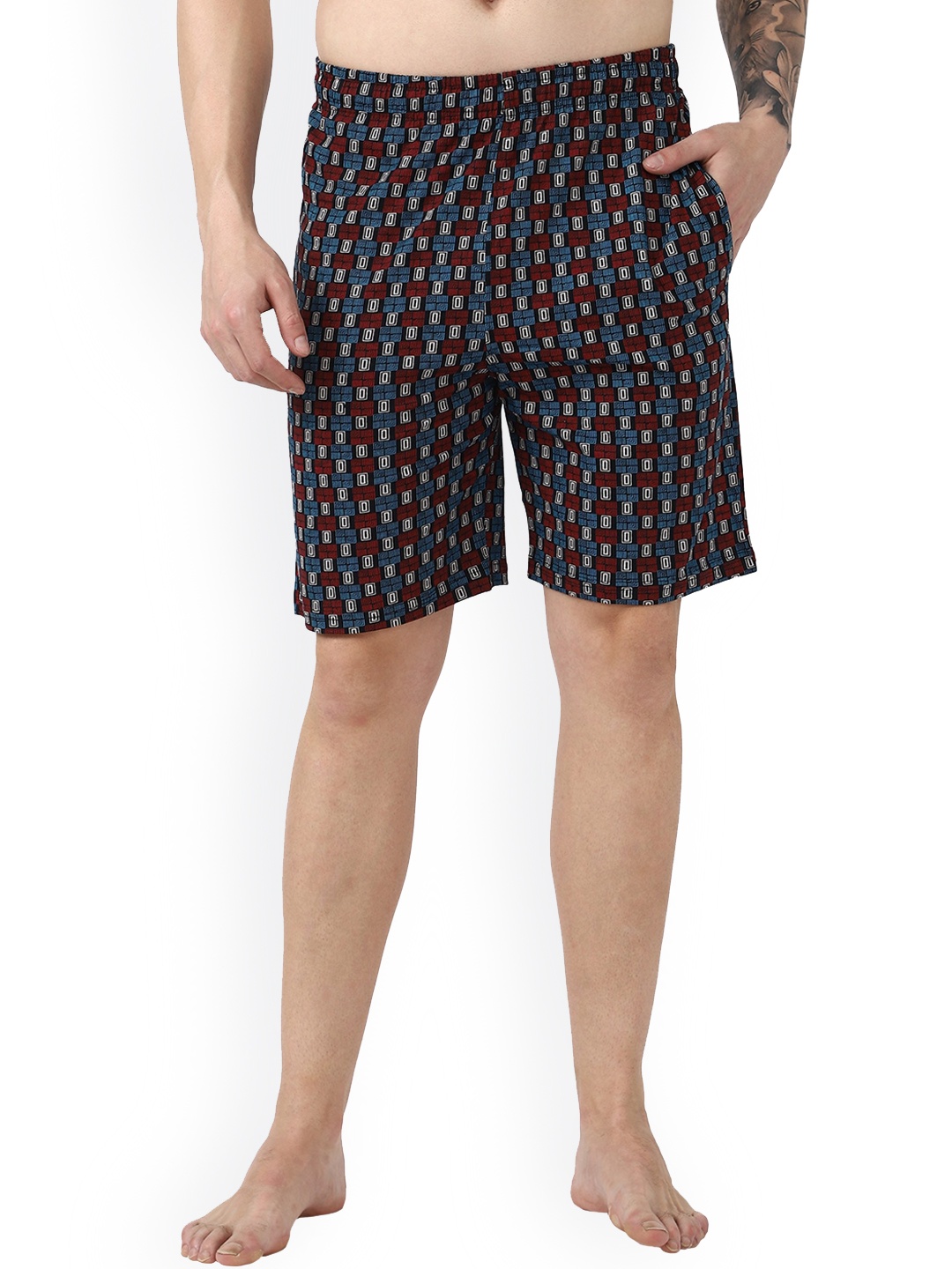 

DYCA Men Red And White Printed Shorts