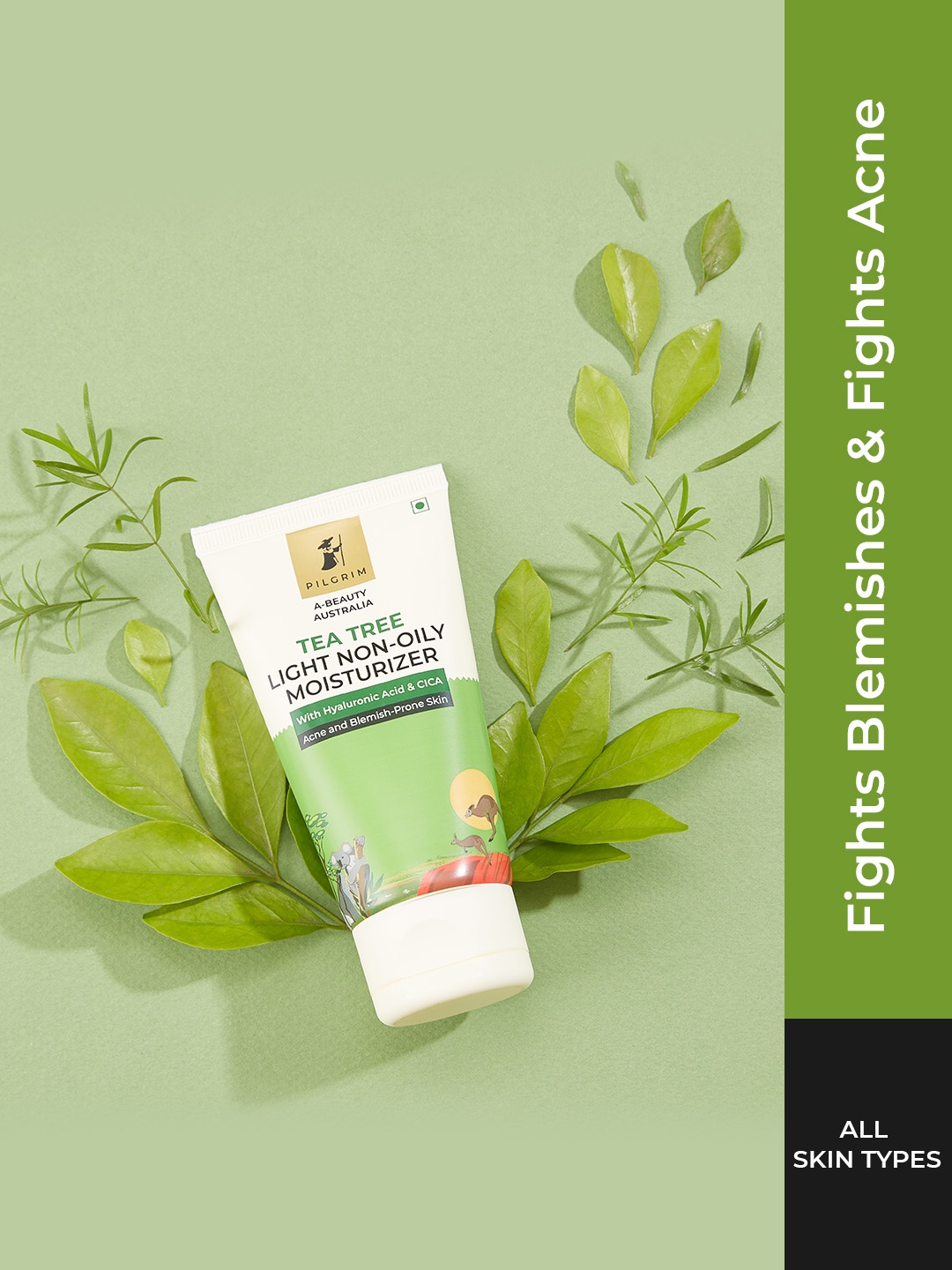 

Pilgrim Tea Tree Non-Oily Lightweight Hydrating Moisturiser For Acne-Prone Skin - 80 g, Green