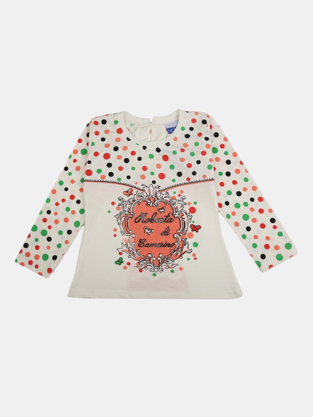 

V-Mart Girls Peach-Coloured & White Printed Top with Leggings