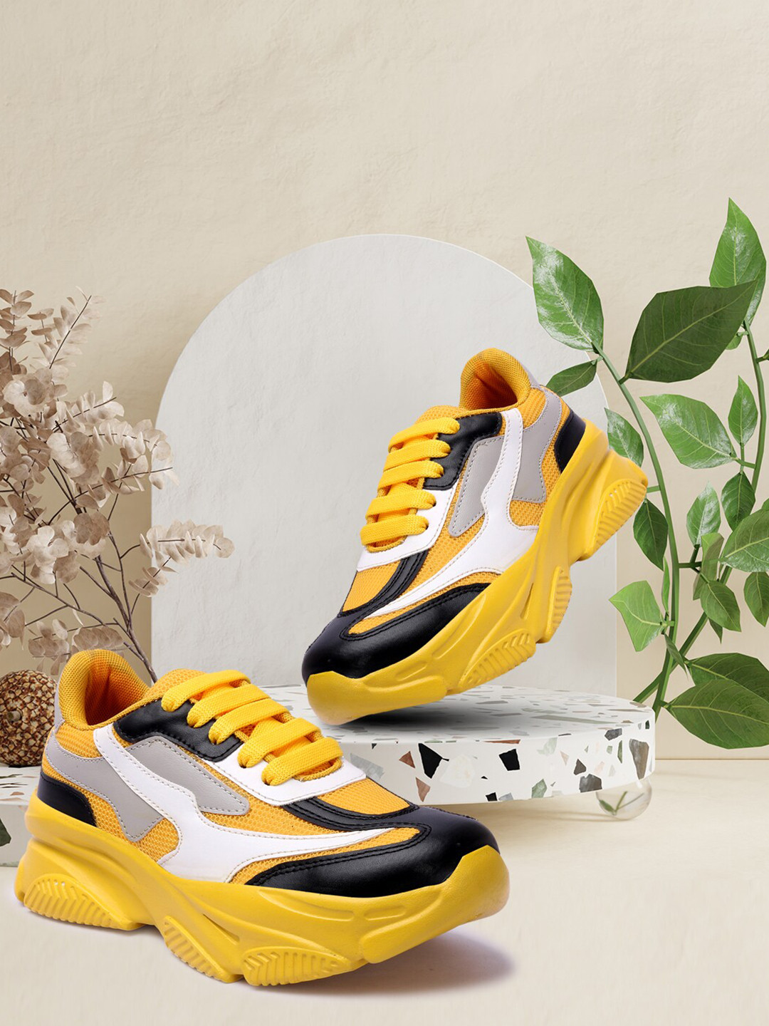 

TWIN TOES Women Yellow Walking Non-Marking Shoes