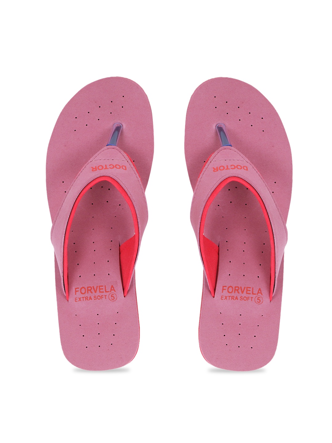 

FORVELA Women Pink & Peach-Coloured Rubber Thong Flip-Flops