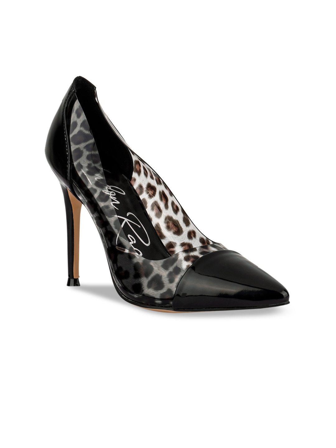 

London Rag Black Printed PU Party Pumps