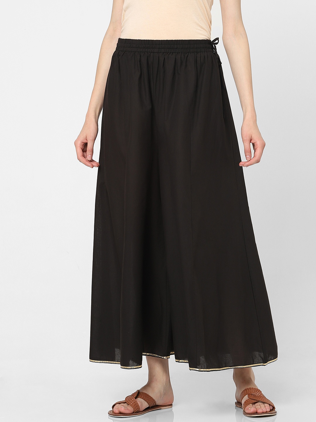 

Indifusion Women Black Flared Knitted Ethnic Palazzos