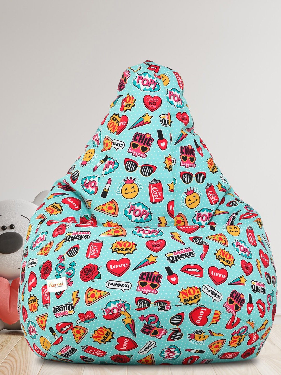 

Sattva Blue & Orange Printed Bean Bag Cover, Multi
