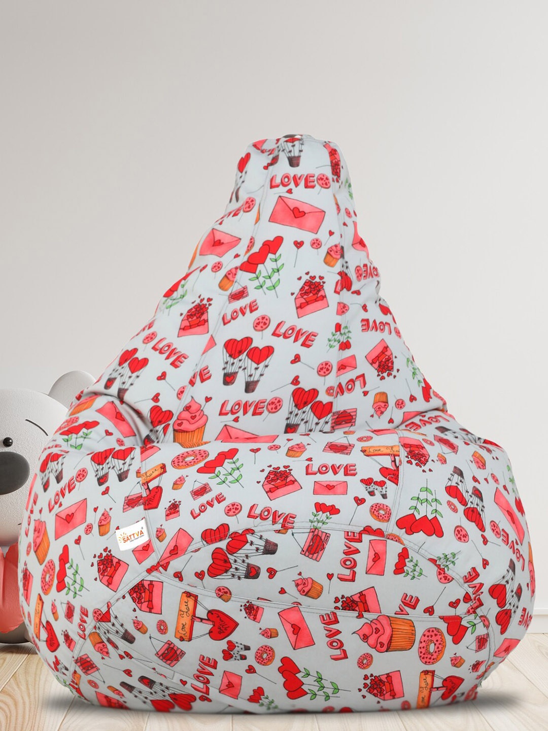 

Sattva Red & Grey Printed Bean Bag Cover