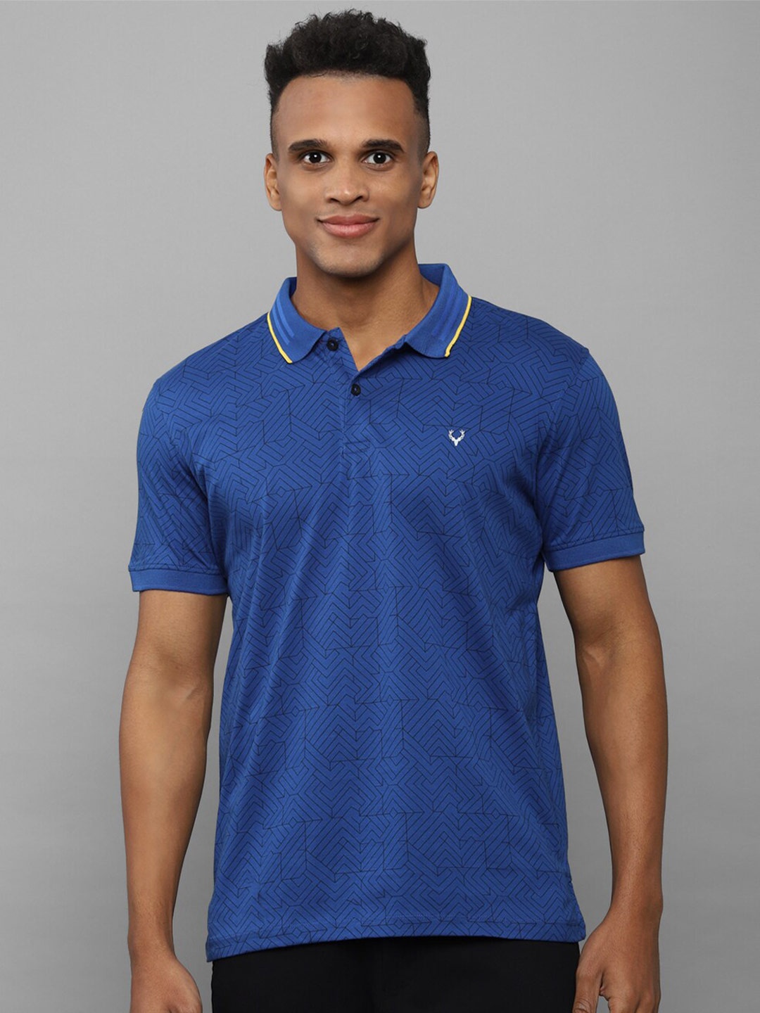 

Allen Solly Men Blue Printed Polo Collar T-shirt