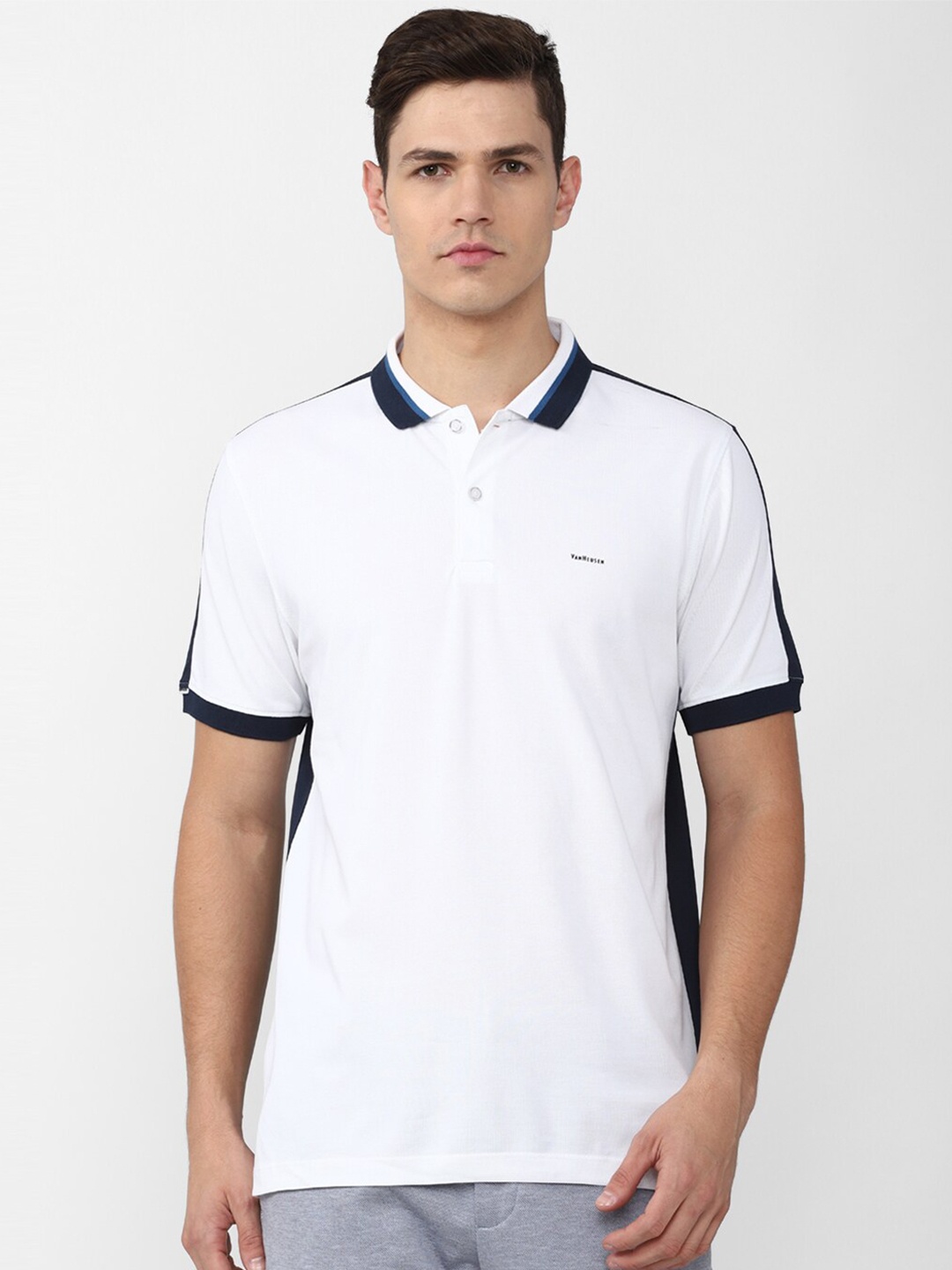 

Van Heusen Men White Polo Collar T-shirt