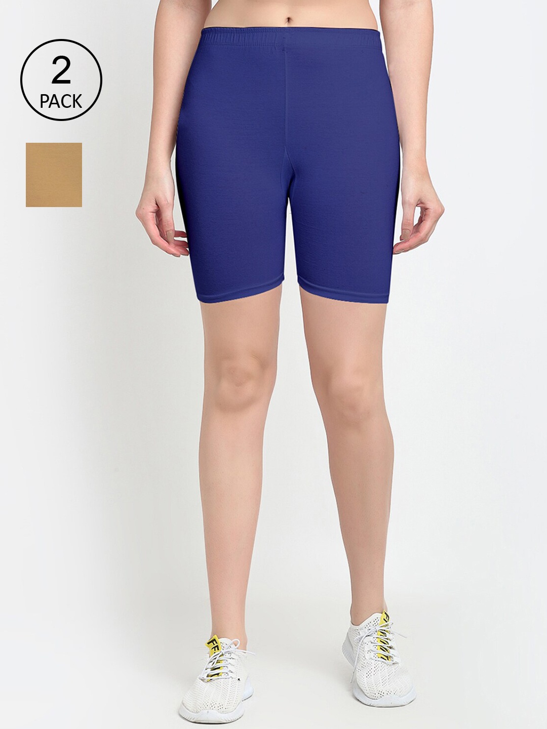 

GRACIT Women Pack Of 2 Blue Cycling Sports Shorts