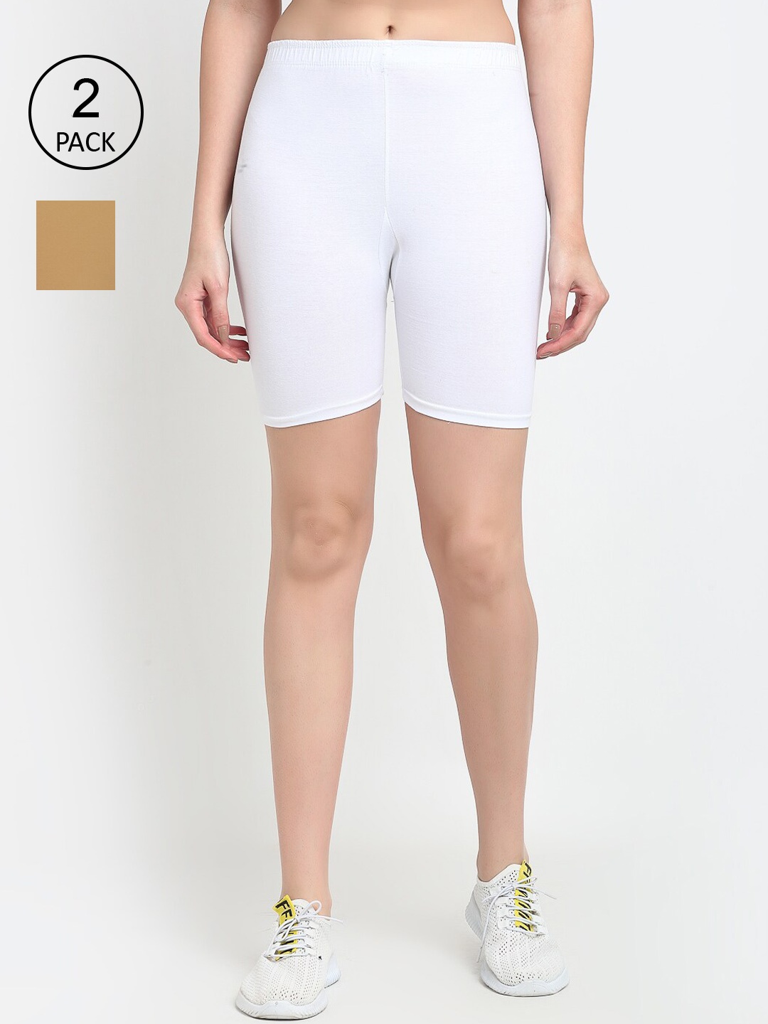 

GRACIT Women White Cycling Sports Shorts