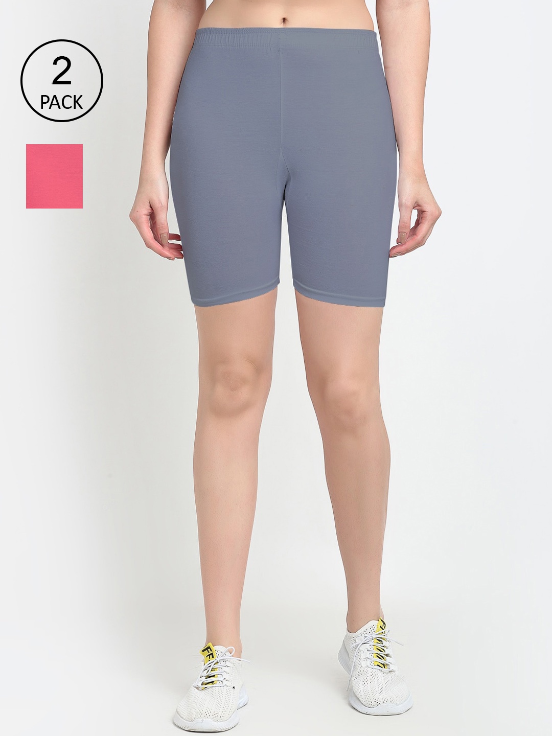GRACIT Women Grey Cycling Cotton Sports Shorts