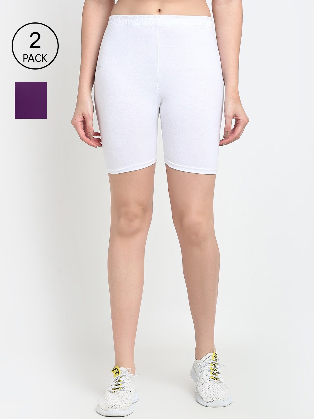 

GRACIT Women White Cycling Sports Shorts