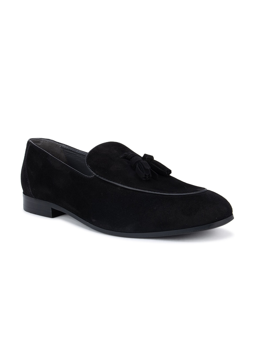 

ROSSO BRUNELLO Men Black Textured Lightweight Suede Loafers