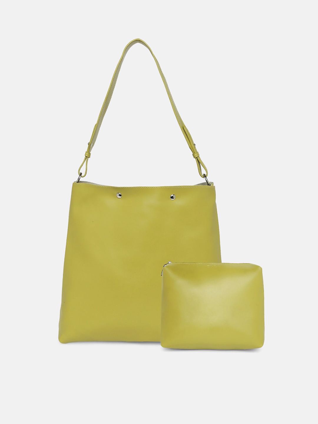 

20Dresses Green Colourblocked PU Half Moon Shoulder Bag with Tasselled