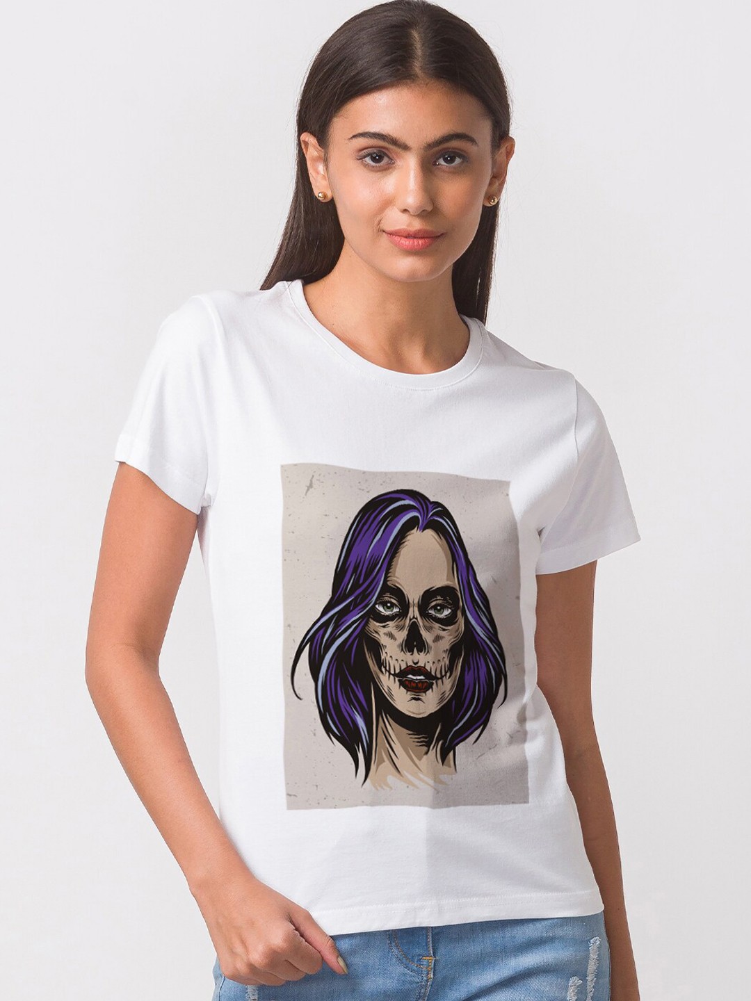 

FashionRack Women White Printed Cotton Lounge Tshirt