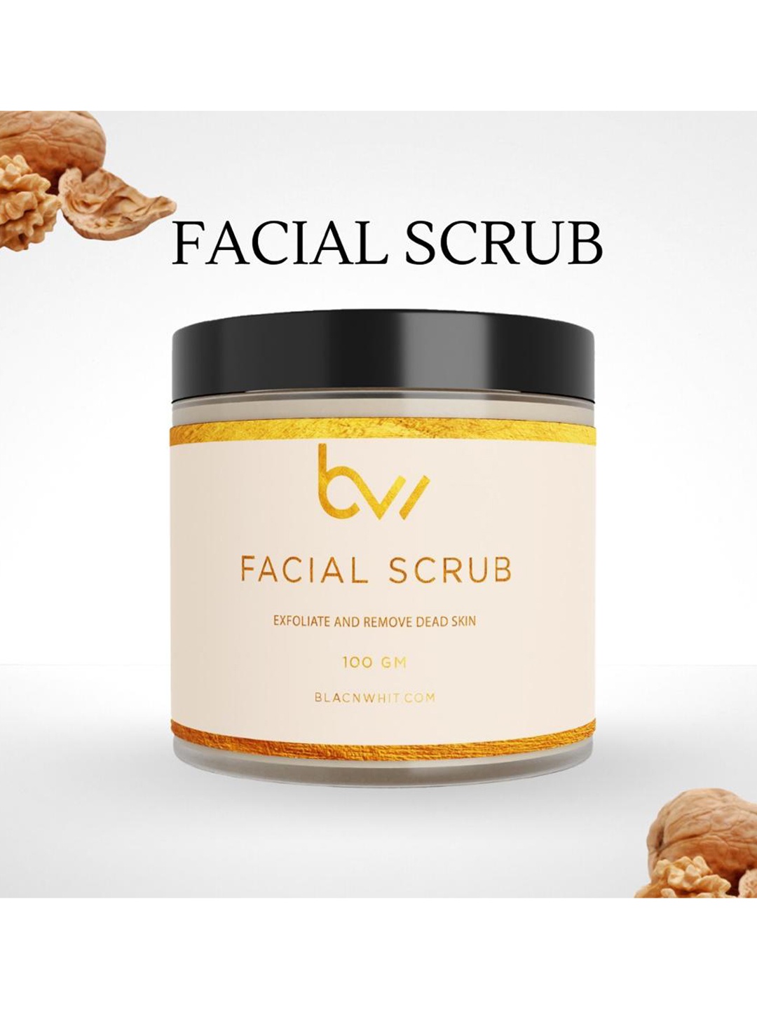 

BLACNWHIT Walnut & Rose Oil Scrub 100gm, Off white