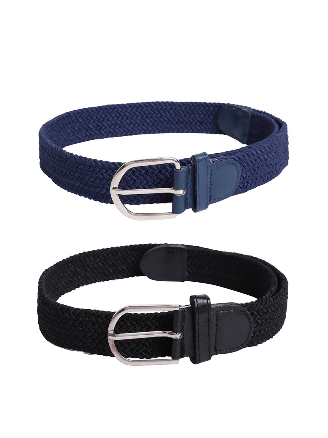 

The Mini NEEDLE Adults Pack of 2 Black and Blue Braided Belts