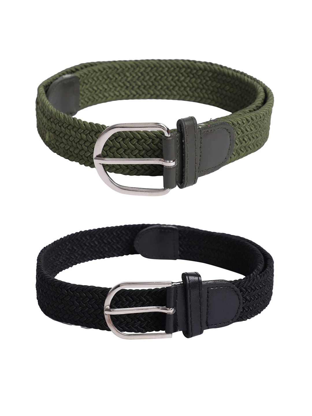 

The Mini NEEDLE Set Of 2 Green & Black Braided Belt
