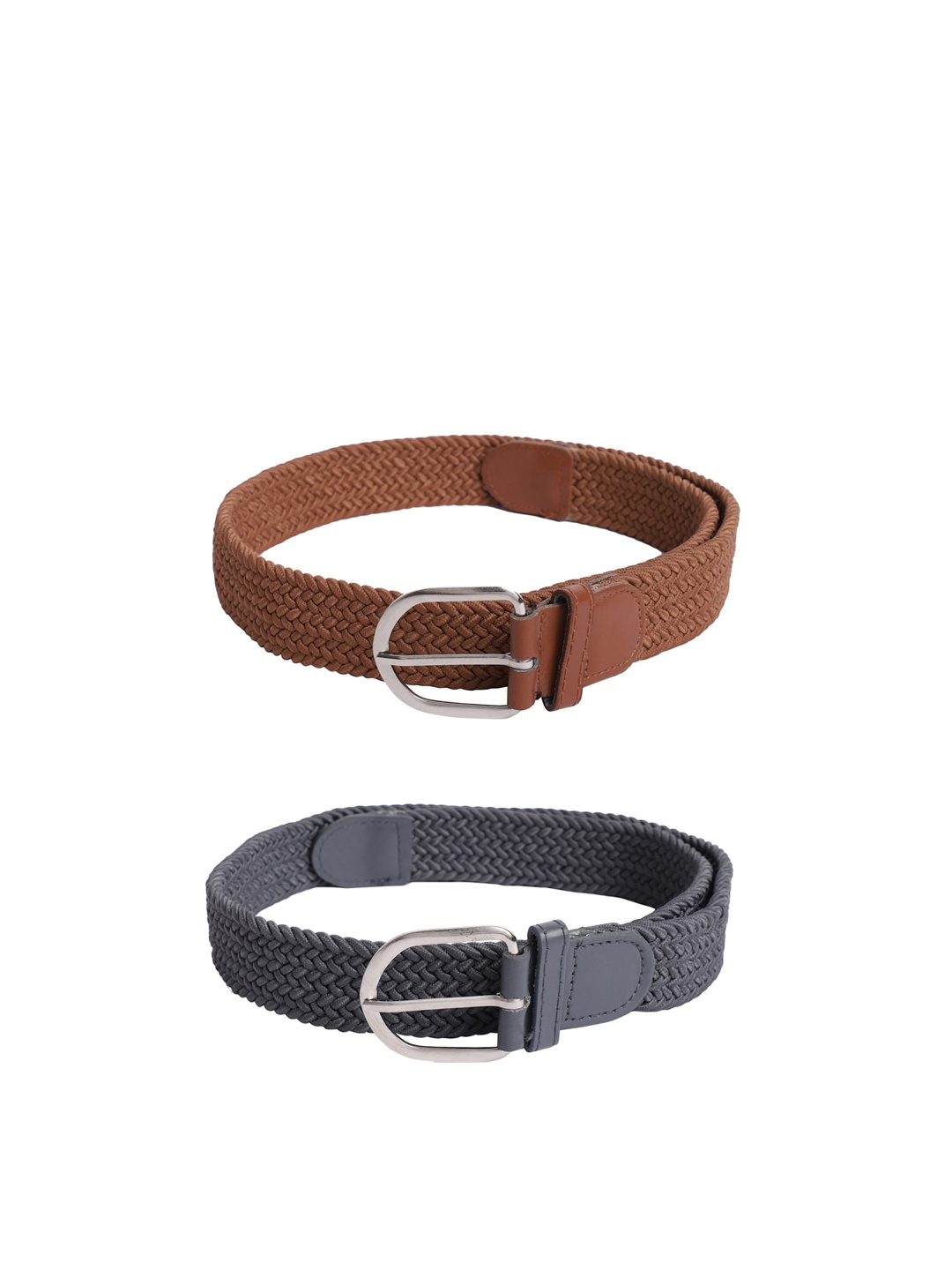 

The Mini NEEDLE Set Of 2 Grey & Tan Brown Braided Belt
