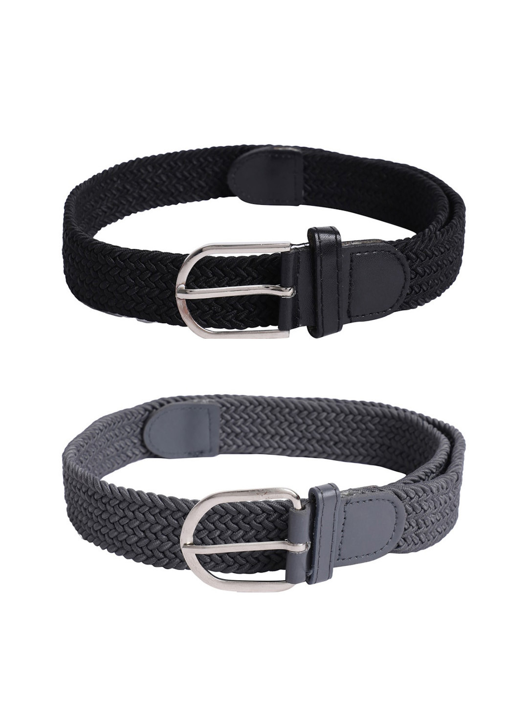

The Mini NEEDLE Set Of 2 Black & Grey Braided Belt