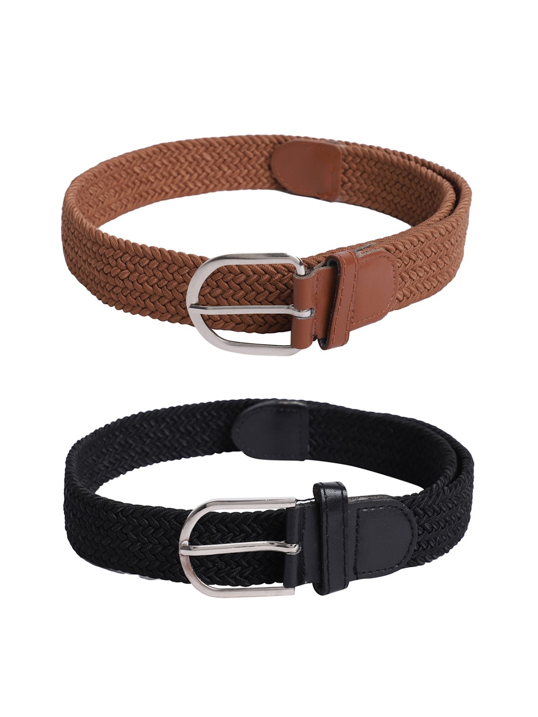 

The Mini NEEDLE Unisex Pack Of 2 Black & Tan Braided Belt