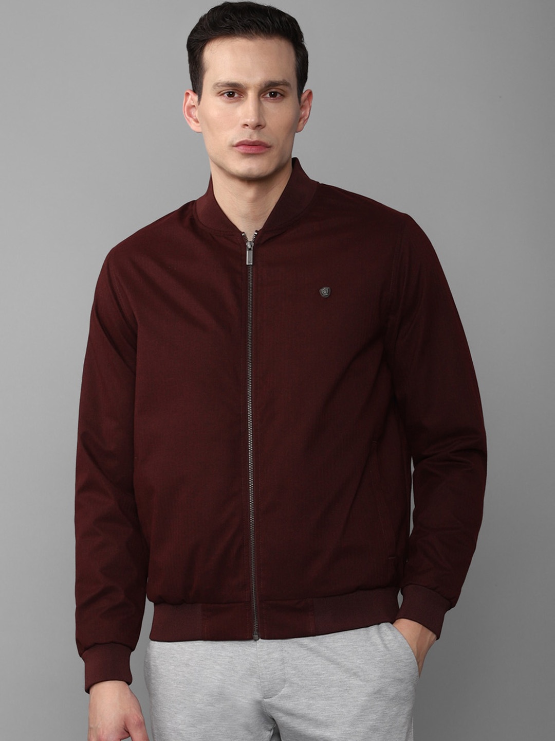 

Louis Philippe Men Maroon Bomber Jacket