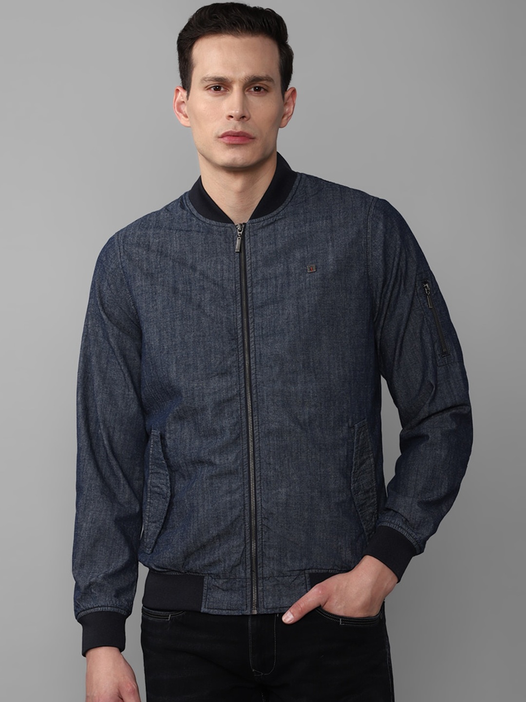 

Louis Philippe Jeans Men Blue Bomber Jacket