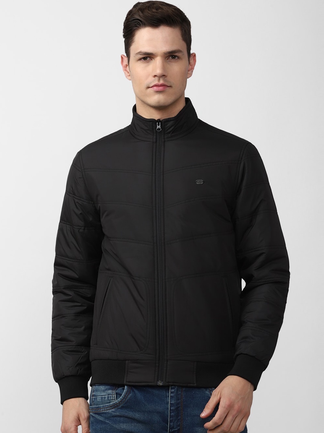 

Peter England Casuals Men Black Solid Bomber Jacket
